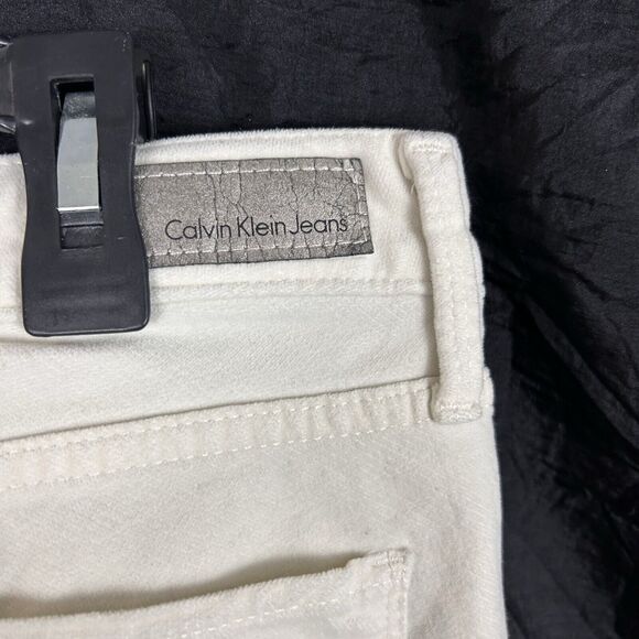 Calvin Klein Legging Jeans Womens 8 Ivory Velvet Slim Fit Stretch Toothpick - Picture 3 of 8
